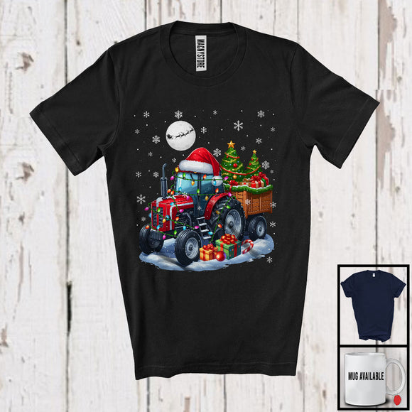 MacnyStore - Santa Tractor Carrying Christmas Tree; Awesome X-mas Lights Snowing; Driver Group T-Shirt