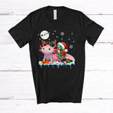 MacnyStore - Santa Turtle Riding Reindeer Axolotl; Amusing Christmas Lights Sea Animal Lover; Family T-Shirt