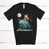 MacnyStore - Santa Turtle Riding Reindeer Manatee; Amusing Christmas Lights Sea Animal Lover; Family T-Shirt