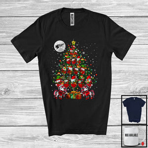 MacnyStore - Santa Unicorn And Beer Glasses Christmas Tree; Cheerful X-mas Drinking Drunker; Family T-Shirt