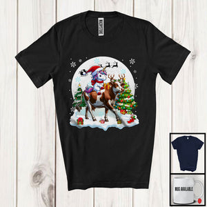 MacnyStore - Santa Unicorn Riding Cow Reindeer; Amazing Christmas Moon Cow Animal Lover; X-mas Family T-Shirt