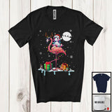 MacnyStore - Santa Unicorn Riding Reindeer Flamingo; Awesome Christmas Lights Animal; X-mas Snowing Around T-Shirt