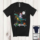 MacnyStore - Santa Unicorn Riding Reindeer T-Rex; Awesome Christmas Lights Animal; X-mas Snowing Around T-Shirt