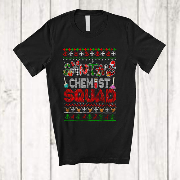 MacnyStore - Santa's Chemist Squad; Wonderful Christmas Sweater Plaid; Proud Careers Jobs X-mas Group T-Shirt