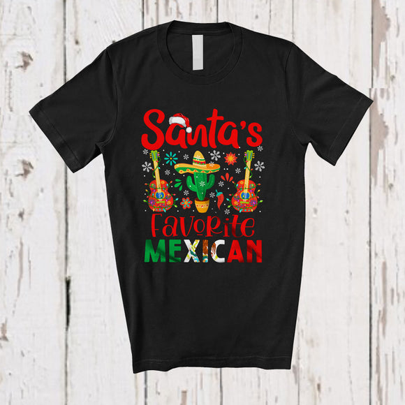 MacnyStore - Santa's Favorite Mexican; Joyful Christmas Cactus Guitar; Pajama Mexican Family Group T-Shirt