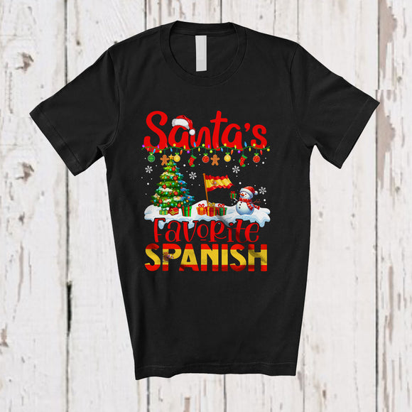 MacnyStore - Santa's Favorite Spanish; Joyful Christmas Tree Snowman; Pajama Spanish Family Group T-Shirt