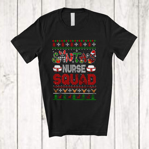 MacnyStore - Santa's Nurse Squad; Wonderful Christmas Sweater Plaid; Proud Careers Jobs X-mas Group T-Shirt