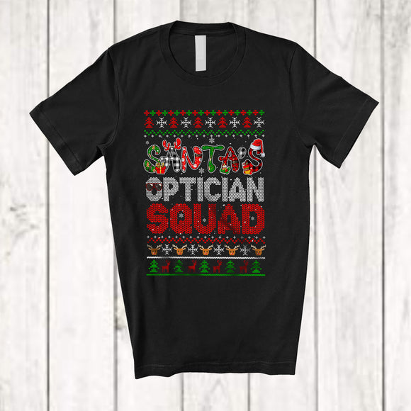 MacnyStore - Santa's Optician Squad; Wonderful Christmas Sweater Plaid; Proud Careers Jobs X-mas Group T-Shirt