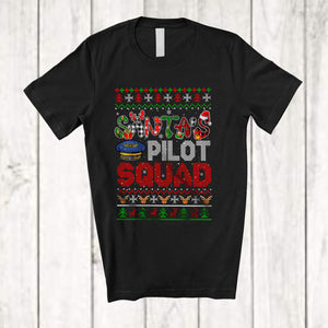 MacnyStore - Santa's Pilot Squad; Wonderful Christmas Sweater Plaid; Proud Careers Jobs X-mas Group T-Shirt