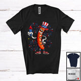 MacnyStore - Sausage With Firecracker, Humorous 4th Of July American Flag Fireworks, Food Lover Patriotic T-Shirt