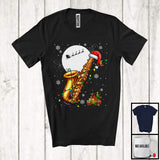 MacnyStore - Saxophone Santa; Amusing Christmas Lights Snowing Santa Saxophone Player; Musical Instruments T-Shirt