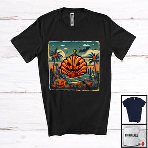 MacnyStore - Scary Pumpkin Scallop; Creepy Halloween Costume Sea Animal Lover; Family Group T-Shirt