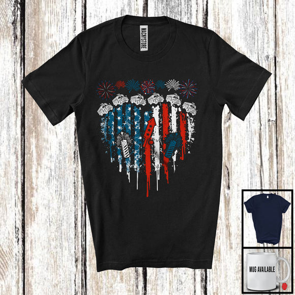 MacnyStore - School Bus Driver Heart Shape American Flag, Awesome 4th Of July School Bus Driver, Patriotic T-Shirt