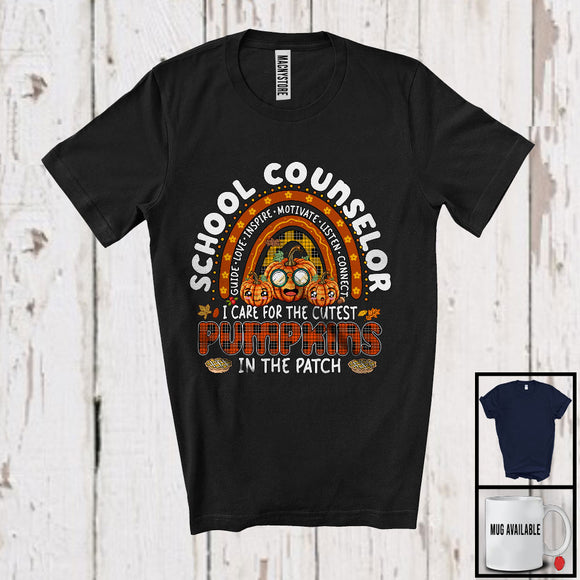 MacnyStore - School Counselor I Teach The Cutest Pumpkins; Amazing Thanksgiving Plaid Rainbow; Jobs T-Shirt