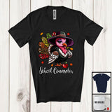 MacnyStore - School Counselor; Amazing Thanksgiving Leopard Turkey Girl Women; Proud Jobs Family Group T-Shirt