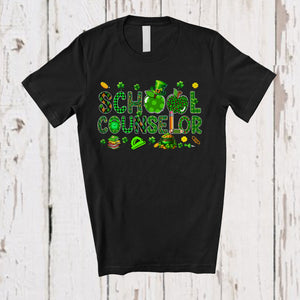 MacnyStore - School Counselor; Awesome St. Patrick's Day Green Plaid Shamrocks Pencil School Counselor; Jobs T-Shirt