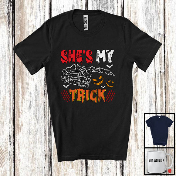 MacnyStore - She's My Treat; Awesome Halloween Costume Couple Trick Or Treat; Couple Family Group T-Shirt