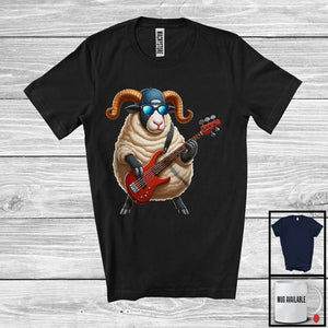 MacnyStore - Sheep Playing Guitar Rock; Joyful Music Bass Guitar Guitarist; Farmer Farm Lover T-Shirt