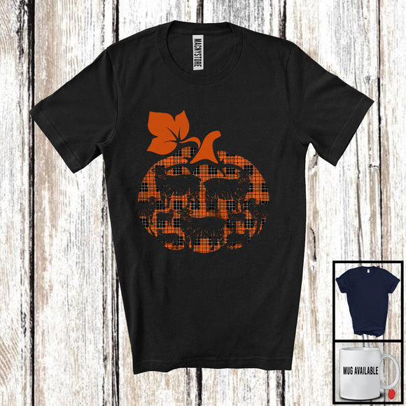 MacnyStore - Sheep Pumpkin Shape Plaid; Lovely Thanksgiving Halloween Sheep Owner; Animal Lover T-Shirt