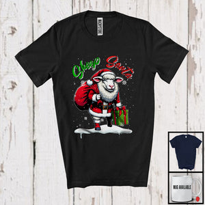 MacnyStore - Sheep Santa, Adorable Christmas Snowing Santa Sheep Lover, X-mas Farmer Family Group T-Shirt