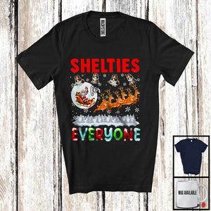 MacnyStore - Shelties For Everyone; Fantastic Christmas Shelties Santa Sleigh; X-mas Snowing Family T-Shirt