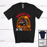 MacnyStore - Shoot Em' The Pecker; Sarcastic Thanksgiving Turkey Hunting Hunter Lover; Plaid Rainbow T-Shirt