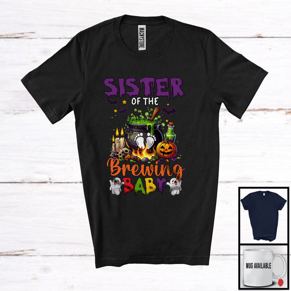 MacnyStore - Sister Of The Brewing Baby; Creepy Halloween Costume Witch Pot; Pregnancy Family Group T-Shirt