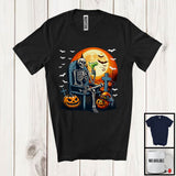 MacnyStore - Skeleton Drinking Cocktail, Horror Halloween Pumpkin Skeleton, Drinking Drunker Lover Team T-Shirt