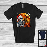 MacnyStore - Skeleton Drinking Coffee, Scary Halloween Costume Santa Hat Skeleton, Coffee Cup Lover T-Shirt