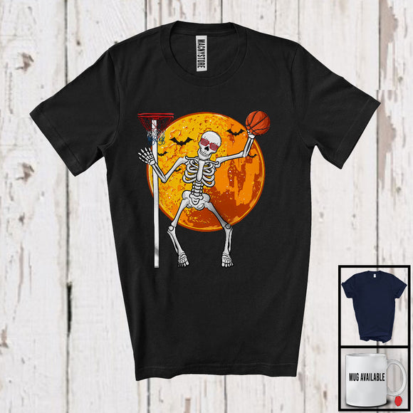 MacnyStore - Skeleton Playing Basketball, Joyful Halloween Basketball Player Lover, Matching Sport Team T-Shirt