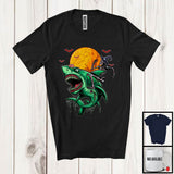 MacnyStore - Skeleton Riding Zombie Shark; Creepy Halloween Costume Moon Skeleton; Matching Group T-Shirt