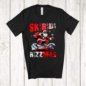 MacnyStore - Skibidi Rizzmas; Cheerful Christmas Santa Playing Surfing; Pajama X-mas Family Group T-Shirt