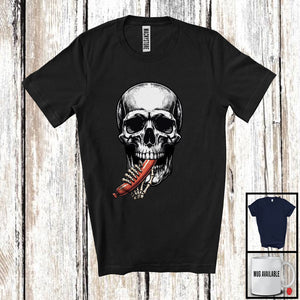 MacnyStore - Skull Eating Sausage; Scary Halloween Costume Skeleton Food Lover; Family Group T-Shirt