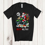 MacnyStore - Sleigh All Day; Fantastic Christmas Snow Christmas Santa Riding Motorcycle; Family Group T-Shirt