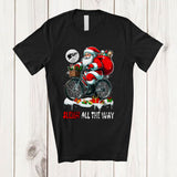 MacnyStore - Sleigh All The Way; Fantastic Christmas Snow Christmas Santa Riding Bicycle; Family Group T-Shirt