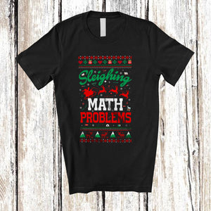 MacnyStore - Sleighing Math Problems; Fantastic Christmas Sweater Santa Sleigh; Math Student Teacher T-Shirt