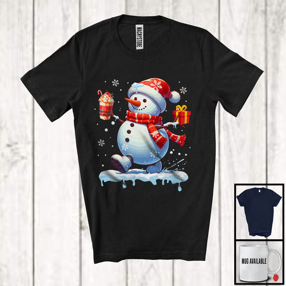 MacnyStore - Snowman Coffee; Joyful Christmas Santa Snowman Coffee Lover; Snowing Family Group T-Shirt