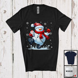 MacnyStore - Snowman Playing Football; Merry Christmas Snowing Santa Snowman; Sport Player Team T-Shirt