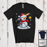 MacnyStore - Snowman Playing Softball; Merry Christmas Snowing Santa Snowman; Sport Player Team T-Shirt