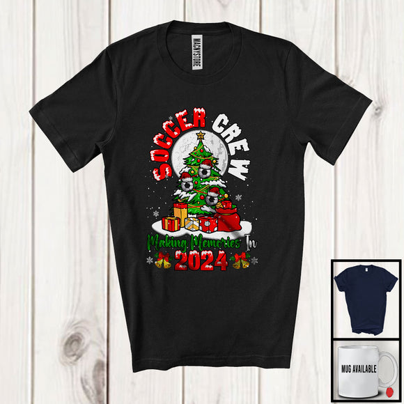 MacnyStore - Soccer Crew Making Memories In 2024; Joyful Christmas Tree Moon; Sport Player Group T-Shirt