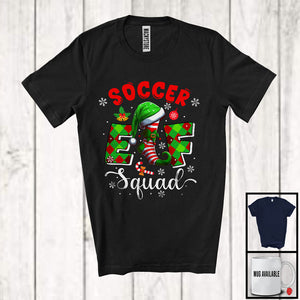 MacnyStore - Soccer Elf Squad; Awesome Christmas Snowing Soccer Player Group; X-mas Sport Team T-Shirt