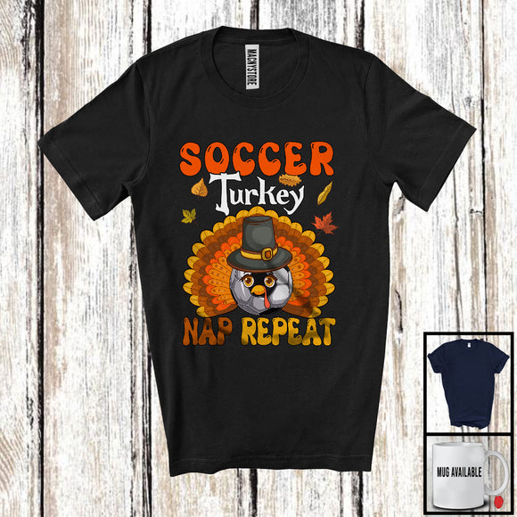 MacnyStore - Soccer Turkey Nap Repeat, Awesome Thanksgiving Fall Leaves Turkey, Sport Player Team T-Shirt