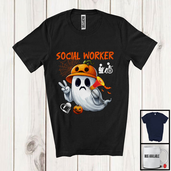 MacnyStore - Social Worker; Humorous Halloween Costume Ghost Boo Lover; Matching Careers Jobs Group T-Shirt