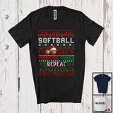 MacnyStore - Softball Cookies Christmas Movies Repeat, Cheerful X-mas Sweater Sport Player Playing Team T-Shirt