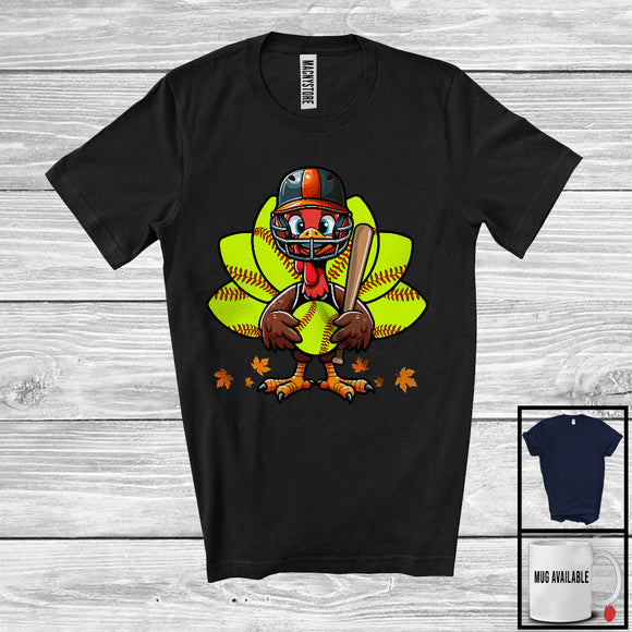 MacnyStore - Softball Gobble Player Turkey; Amazing Thanksgiving Turkey Playing Softball; Sport Team T-Shirt