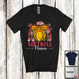 MacnyStore - Softball Nana, Adorable Mother's Day Flowers Rainbow Softball Player, Sport Team Family T-Shirt