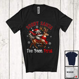 MacnyStore - Sorry Santa I've Been Feral; Awesome Christmas Plaid Santa Raccoon Riding Reindeer; Animal T-Shirt