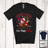 MacnyStore - Sorry Santa I've Been Feral; Awesome Christmas Plaid Santa Rat Riding Reindeer; Animal T-Shirt