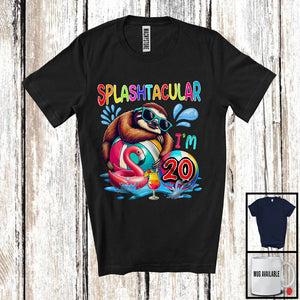 MacnyStore - Splashtacular I'm 20, Happy 20th Birthday Pool Party Cute Sloth Lover, Matching Family Group T-Shirt