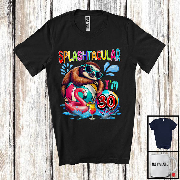 MacnyStore - Splashtacular I'm 30, Happy 30th Birthday Pool Party Cute Sloth Lover, Matching Family Group T-Shirt